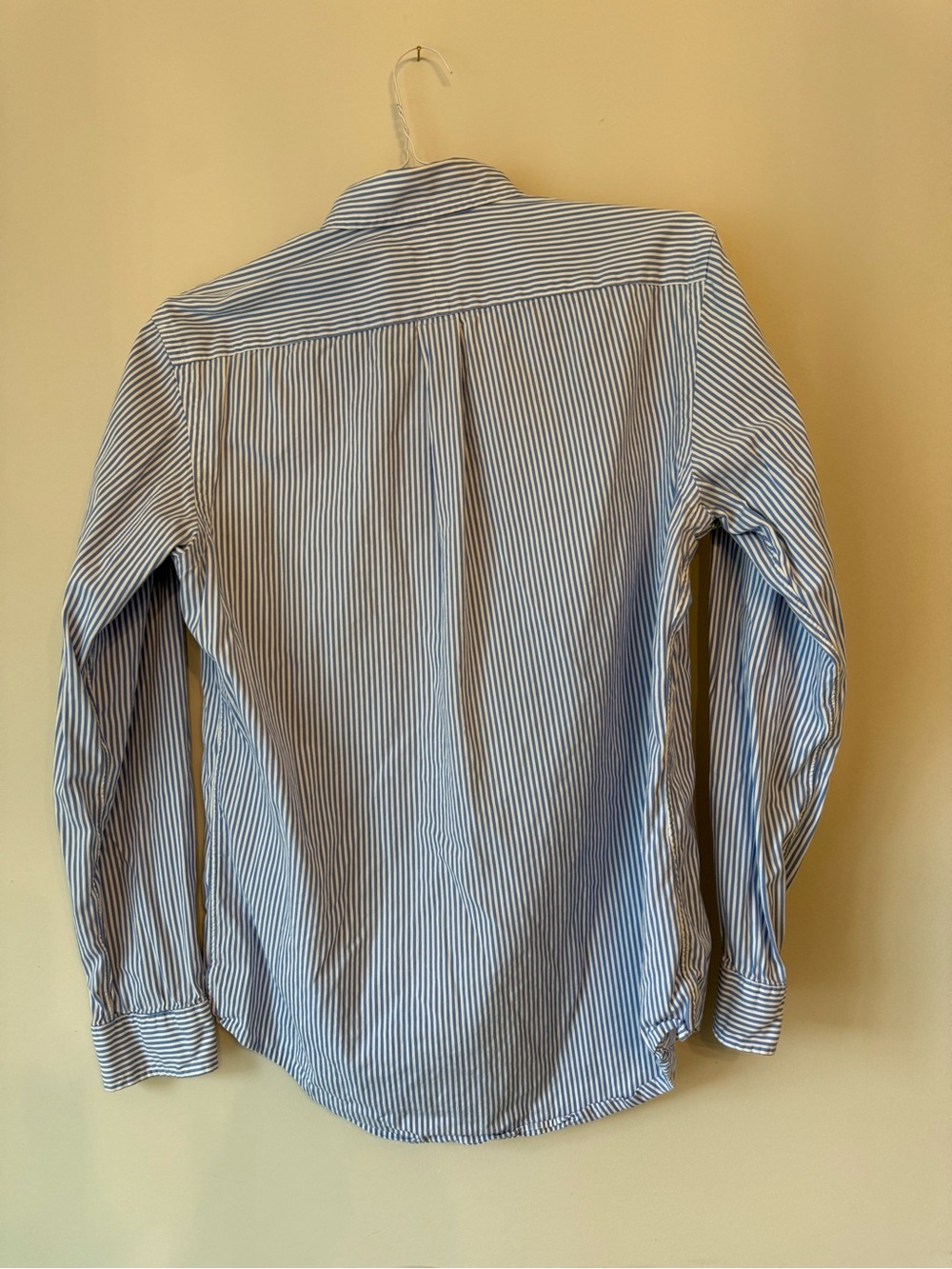 Ralph Lauren Blue & White Pinstripe Button-Down Shirt with Pink Pony - Picture 2 of 3